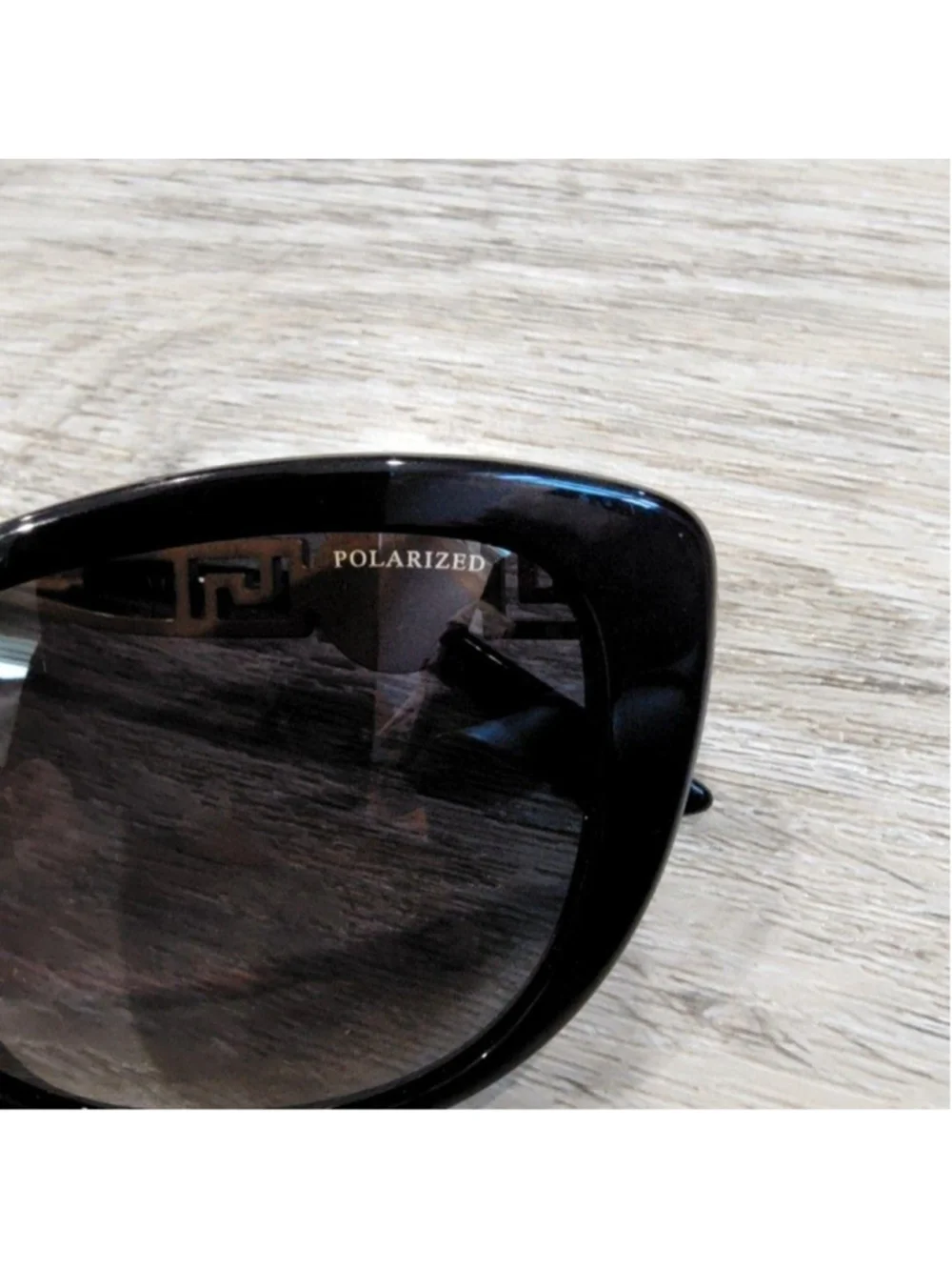 Versace Sunglasses Womens Black Oversized Cat Eye Polarized Gray 4295 GB1/T3